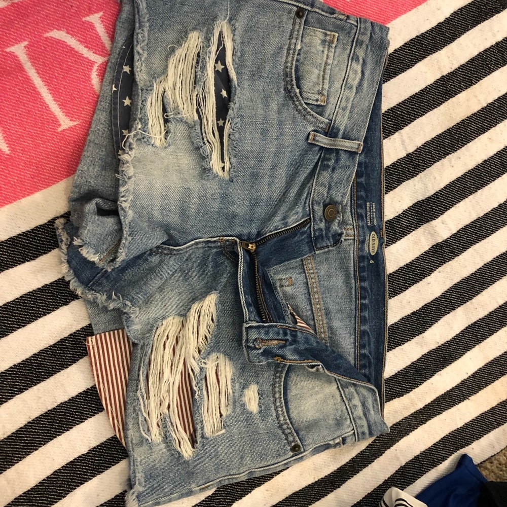 Old navy size 6 denim shorts. Red white blue